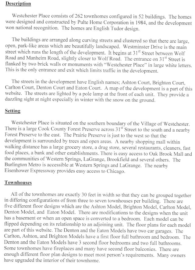 Westchester Place HOA , Westchester, Illinois